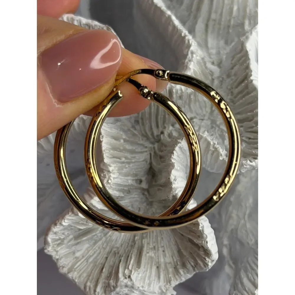 SLC 925 Sterling Silver Gold Plated Hoop Earrings